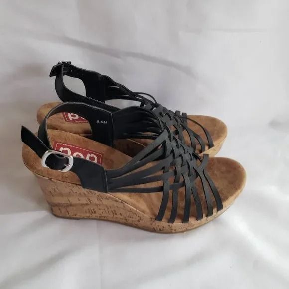 Shoes - POP Road Womens Wedge Sandals - Cork / Black - Size 9.5 M - NEW
